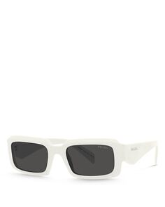 Солнцезащитные очки прямоугольной формы с низкой перемычкой, 55 мм Prada