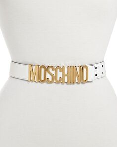 Женский кожаный ремень с пряжкой-логотипом Moschino