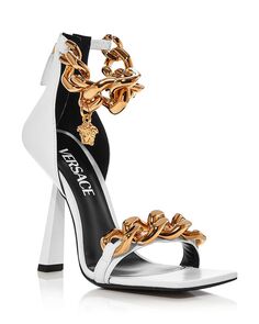 Женские босоножки на высоком каблуке с цепочкой Medusa Versace