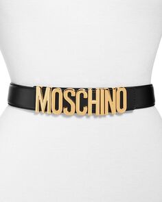Женский кожаный ремень Moschino с пряжкой с логотипом Moschino