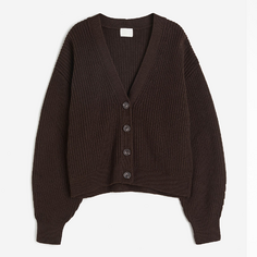 Кардиган H&amp;M Rib-knit, темно-коричневый H&M