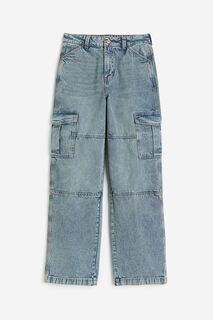 Брюки H&amp;M Denim Cargo, светло-синий H&M