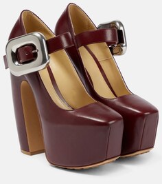 Туфли-лодочки Mary Jane из кожи Mostra Bottega Veneta, красный