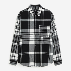 Рубашка H&amp;M Relaxed Fit Flannel, черный/белый H&M