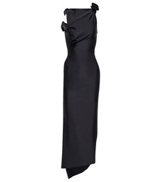 Платье миди асимметричного кроя с цветочным принтом COPERNI, черный