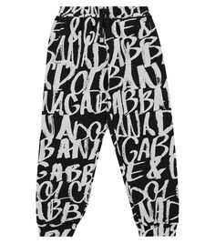 Хлопковые спортивные штаны с принтом Dolce&amp;Gabbana, черный