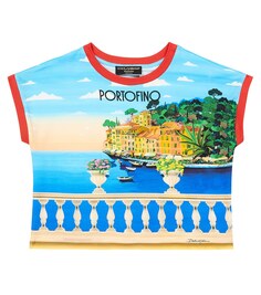Футболка из хлопкового джерси с принтом Portofino Dolce&amp;Gabbana, разноцветный