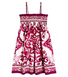 Платье из хлопка с принтом Dolce&amp;Gabbana, розовый