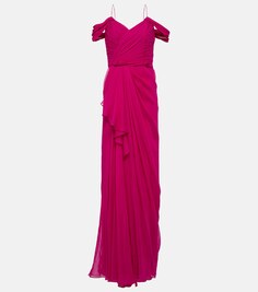 Шелковое платье с драпировкой COSTARELLOS, розовый