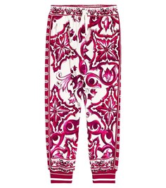 Хлопковые спортивные брюки с принтом майолика Dolce&amp;Gabbana, розовый