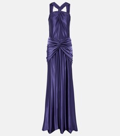 Платье Cardinale из джерси с вырезом халтер COSTARELLOS, фиолетовый