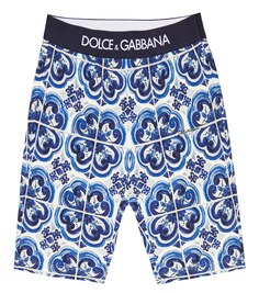Байкерские шорты с принтом из смесового хлопка Dolce&amp;Gabbana, синий