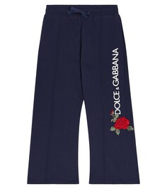 Спортивные брюки из хлопкового джерси с логотипом Rose Dolce&amp;Gabbana, синий