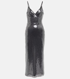 Платье-карандаш миди с пайетками DAVID KOMA, серебряный