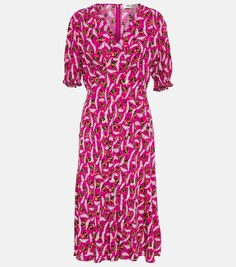 Платье миди Jemma с цветочным принтом DIANE VON FURSTENBERG, розовый