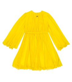 Платье из шелкового тюля с оборками Dolce&amp;Gabbana, желтый