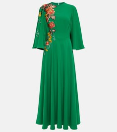 Платье миди Zinnia с вышивкой COSTARELLOS, зеленый