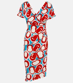 Платье миди из джерси с принтом Havana DIANE VON FURSTENBERG, разноцветный