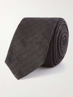 Шелковый галстук с жаккардовым логотипом шириной 5 см Celine Homme, черный