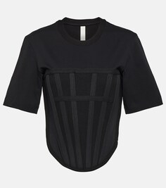 Корсетная футболка из хлопкового джерси DION LEE, черный