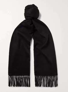 Кашемировый шарф с бахромой JOHNSTONS OF ELGIN, черный