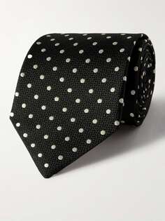 Шелковый жаккардовый галстук Pickwick 8,5 см в горошек Favourbrook, черный