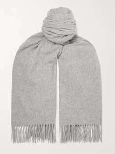 Меланжевый шерстяной шарф большого размера с бахромой ACNE STUDIOS, серый