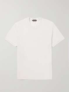 Облегающая футболка из джерси из лиоцелла и хлопка TOM FORD, белый