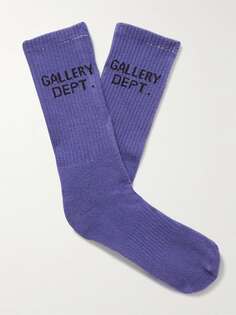 Чистые жаккардовые носки в рубчик из смесового хлопка с логотипом GALLERY DEPT., фиолетовый