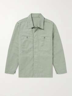 Верхняя рубашка из саржи из смеси хлопка и льна, окрашенная в готовом виде Mr P., зеленый
