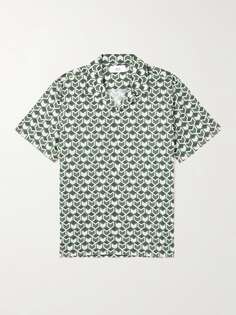 Рубашка из хлопка и поплина с принтом Stella Camp-Collar Mr P., зеленый