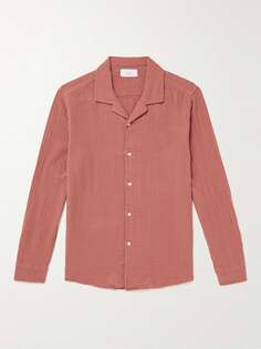 Рубашка с раскладным воротником из хлопка и муслина, окрашенная в готовом виде Mr P., розовый