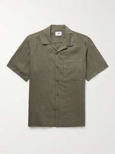 Julio 5029 Льняная рубашка с трансформируемым воротником NN07, зеленый