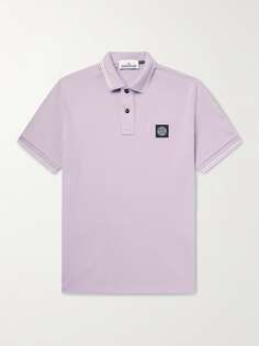 Рубашка поло из смесового хлопка пике с аппликацией логотипа STONE ISLAND, фиолетовый