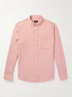 Льняная рубашка с воротником на пуговицах CLUB MONACO, розовый