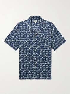 Рубашка с откидным воротником и принтом Palm Mc Pat из хлопка и вуали HARTFORD, синий