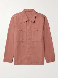 Верхняя рубашка из саржи из смеси хлопка и льна, окрашенная в готовом виде Mr P., розовый
