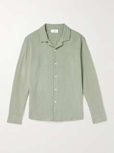 Рубашка из хлопка и муслина с откидным воротником, окрашенная в готовом виде Mr P., зеленый