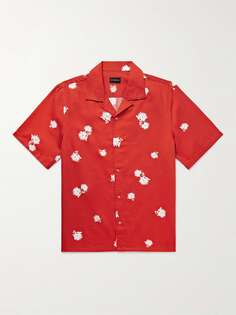 Рубашка с откидным воротником и принтом из хлопка и лиоцелла CLUB MONACO, красный
