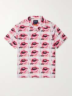 Тканая рубашка Ryota Daimon Lips с откидным воротником и принтом THISISNEVERTHAT, розовый