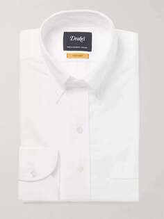 Белая хлопковая оксфордская рубашка с воротником на пуговицах DRAKE&apos;S, белый Drakes