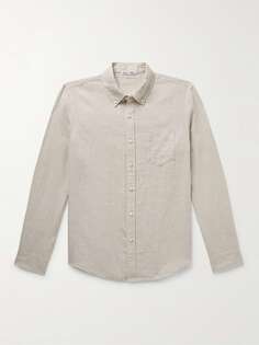 Льняная рубашка с воротником на пуговицах Mill ALEX MILL, бежевый