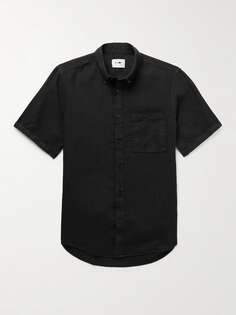 Льняная рубашка с воротником на пуговицах Arne 5706 NN07, черный