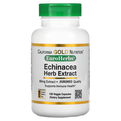Экстракт эхинацеи California Gold Nutrition EuroHerbs 80 мг, 180 капсул