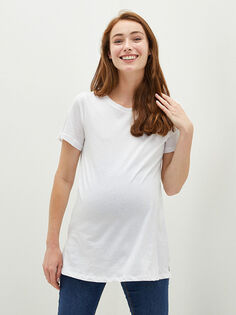 Простая футболка с круглым вырезом и короткими рукавами для беременных LC Waikiki Maternity