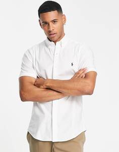 Белая поплиновая рубашка узкого кроя с короткими рукавами Polo Ralph Lauren