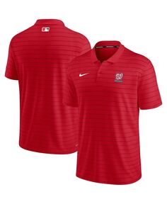 Мужская красная рубашка поло из пике в полоску из коллекции washington nationals authentic collection Nike, красный