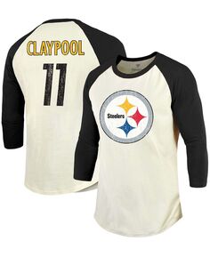 Мужская футболка chase claypool cream, черная футболка с регланами pittsburgh steelers player name number с рукавом 3/4 Fanatics, мульти