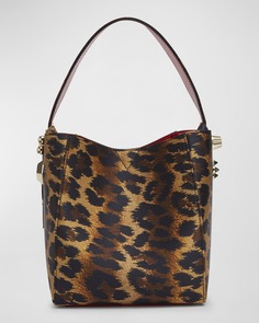 Миниатюрная атласная сумка-мешок Cabachic с леопардовым принтом Christian Louboutin