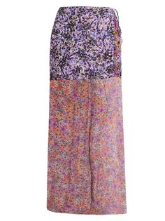 Макси-юбка Silene с запахом и цветочным принтом Dries Van Noten, фиолетовый